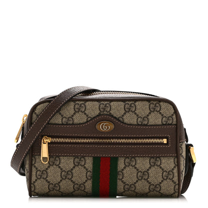 Gucci GG Supreme Monogram Web Mini Ophidia Shoulder Bag Brown 1 of 10