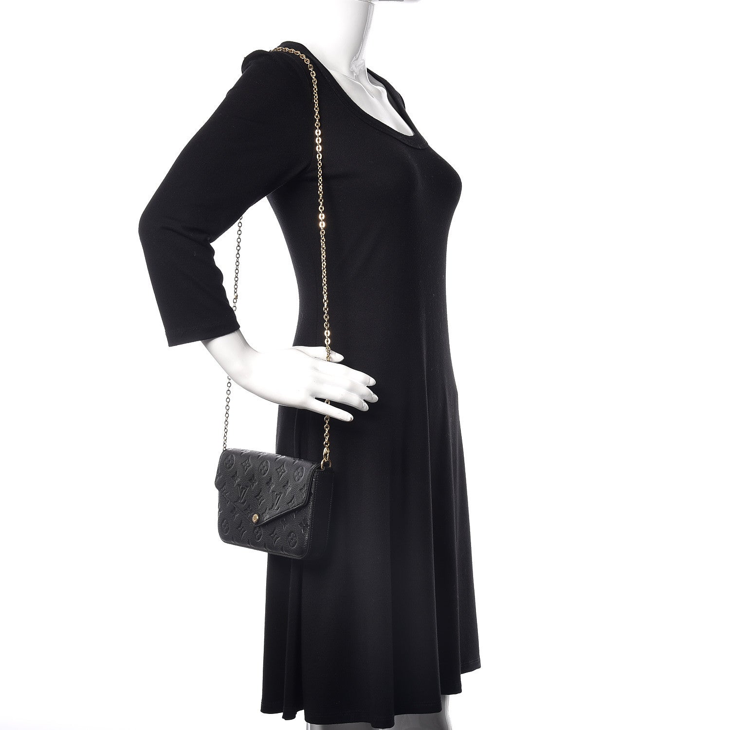 Louis Vuitton Empreinte Pochette Felicie Chain Wallet Black 2 of 12