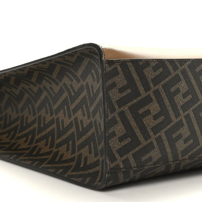 Fendi Glazed Fabric Vitello Cover FF 1974 Diagonal Bi-Color Vertical Tote Tobacco Moro Sand Black 8 of 9