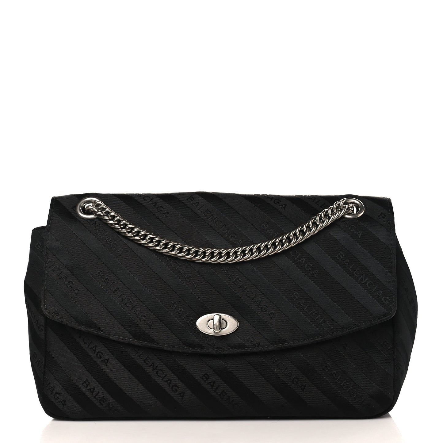 Nylon Jacquard Diagonal Logo Medium Scarf Lock Chain Shoulder Bag Black Red