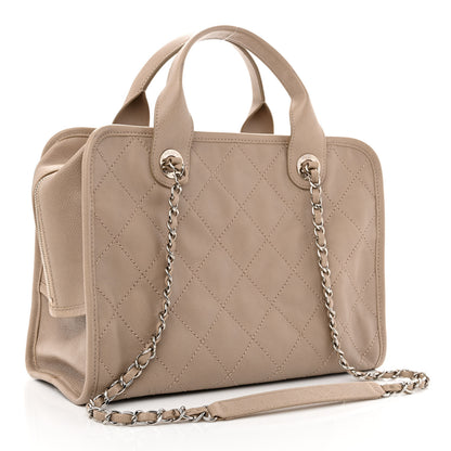 Chanel Caviar Quilted Deauville Bowling Bag Beige 2 of 9