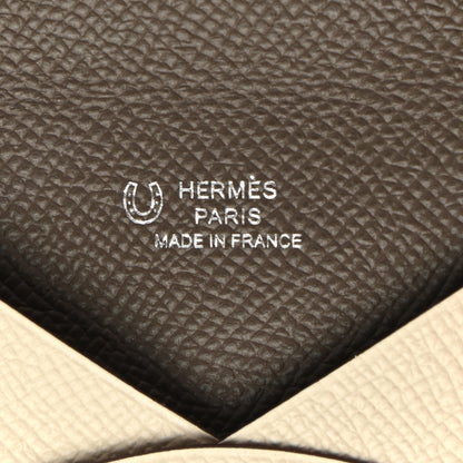 Hermes Epsom Horseshoe Calvi Card Case Craie Etain 6 of 8