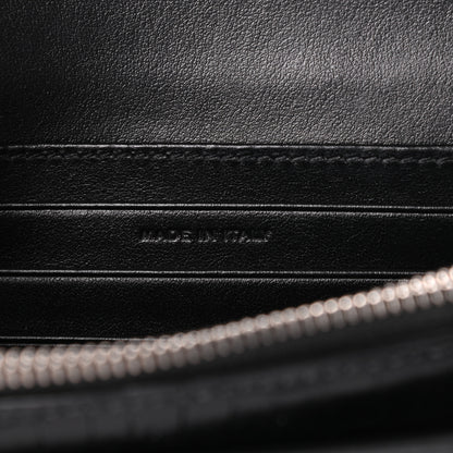 Saint Laurent Calfskin Crocodile Embossed Monogram Sunset Chain Wallet Black 6 of 8