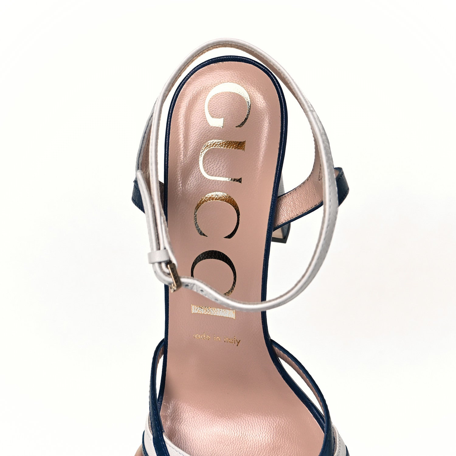 Gucci Malaga Kid Platform Sandals 38 Great White Blue Agata 5 of 7