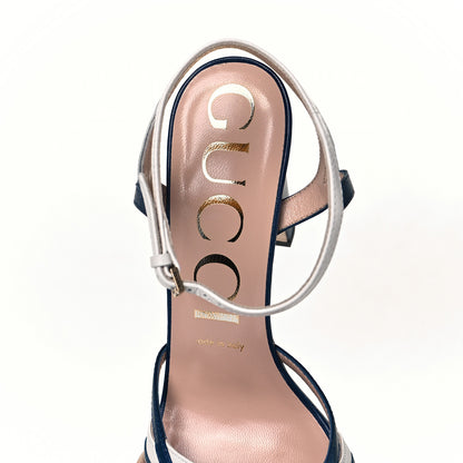 Gucci Malaga Kid Platform Sandals 38 Great White Blue Agata 5 of 7