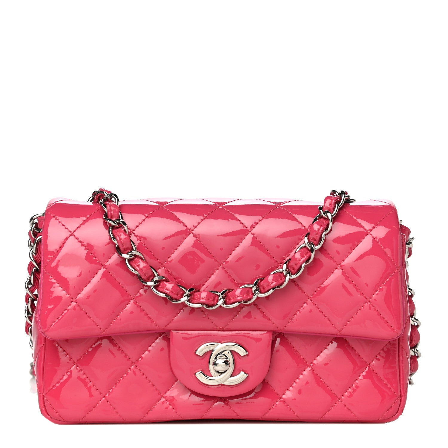 Chanel Patent Calfskin Quilted Mini Rectangular Flap Pink 1 of 11