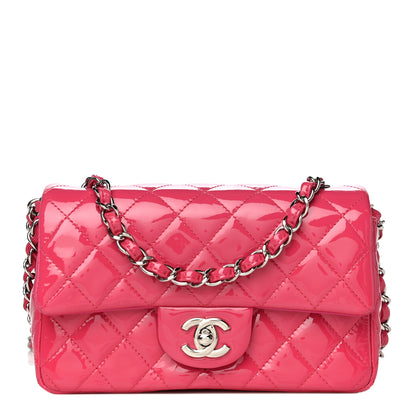 Chanel Patent Calfskin Quilted Mini Rectangular Flap Pink 1 of 11