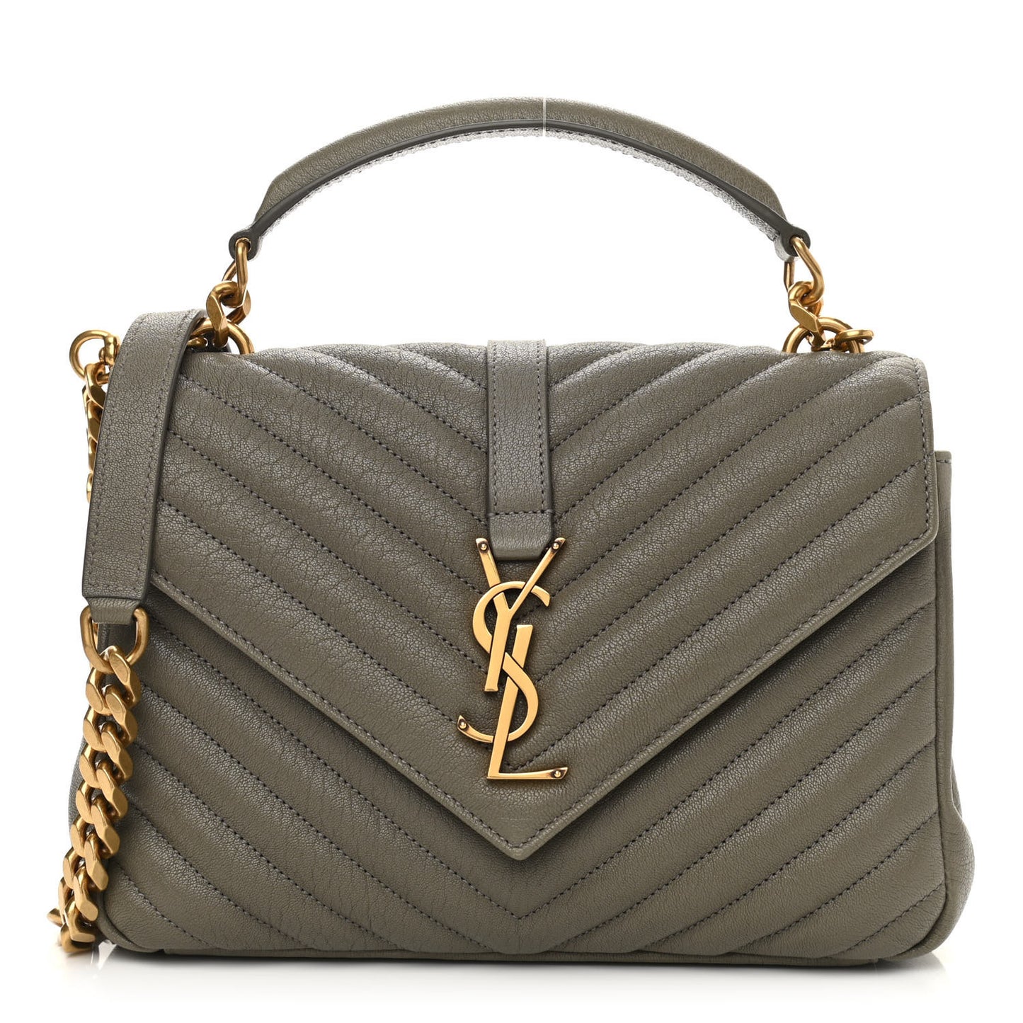 Sheepskin Matelasse Chevron Monogram Medium College Bag Seaweed