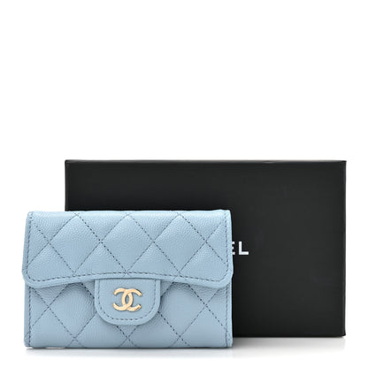 Chanel Caviar Quilted Flap Card Holder Wallet Light Blue 9 of 9