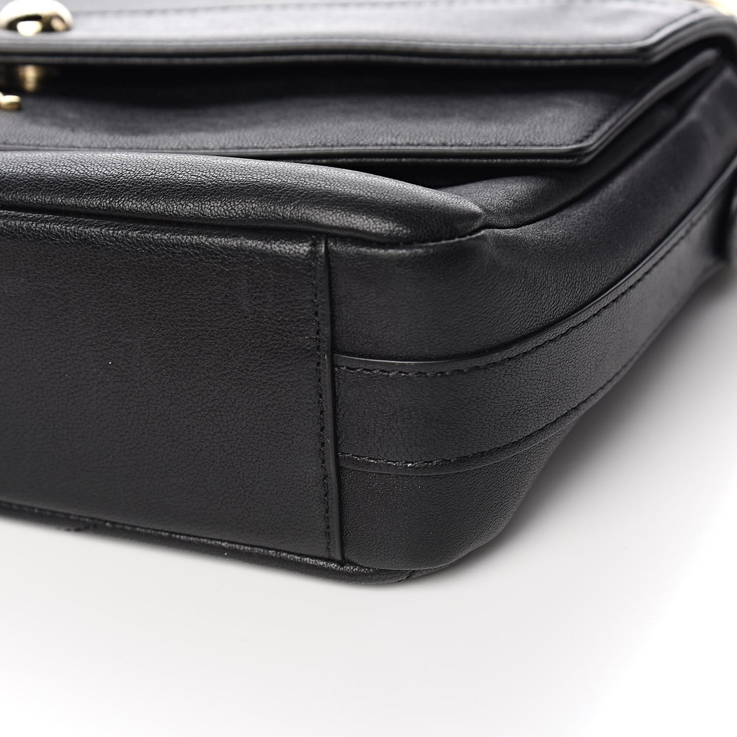 Sheepskin Chevron Quilted Mini Double Chevron Flap Black