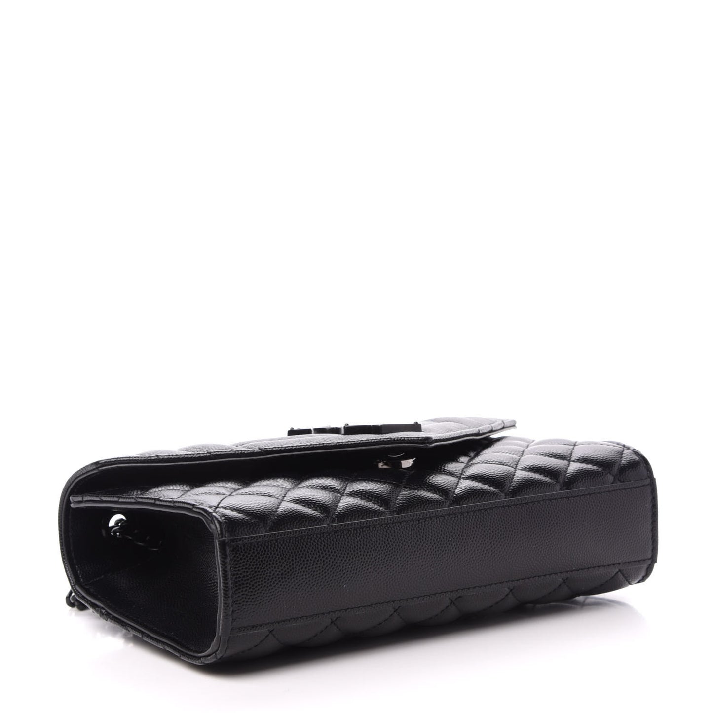 Grain De Poudre Textured Mixed Matelasse Triquilt Small Monogram Satchel Black