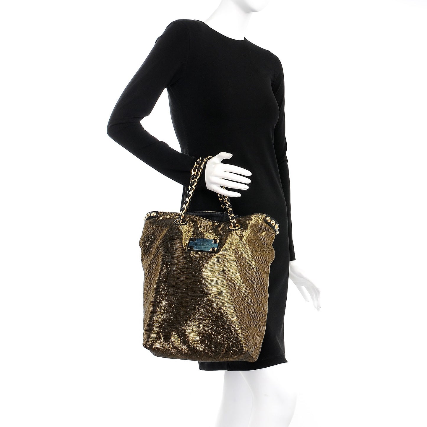 Metallic Jacquard Double Jeu Tote Gold