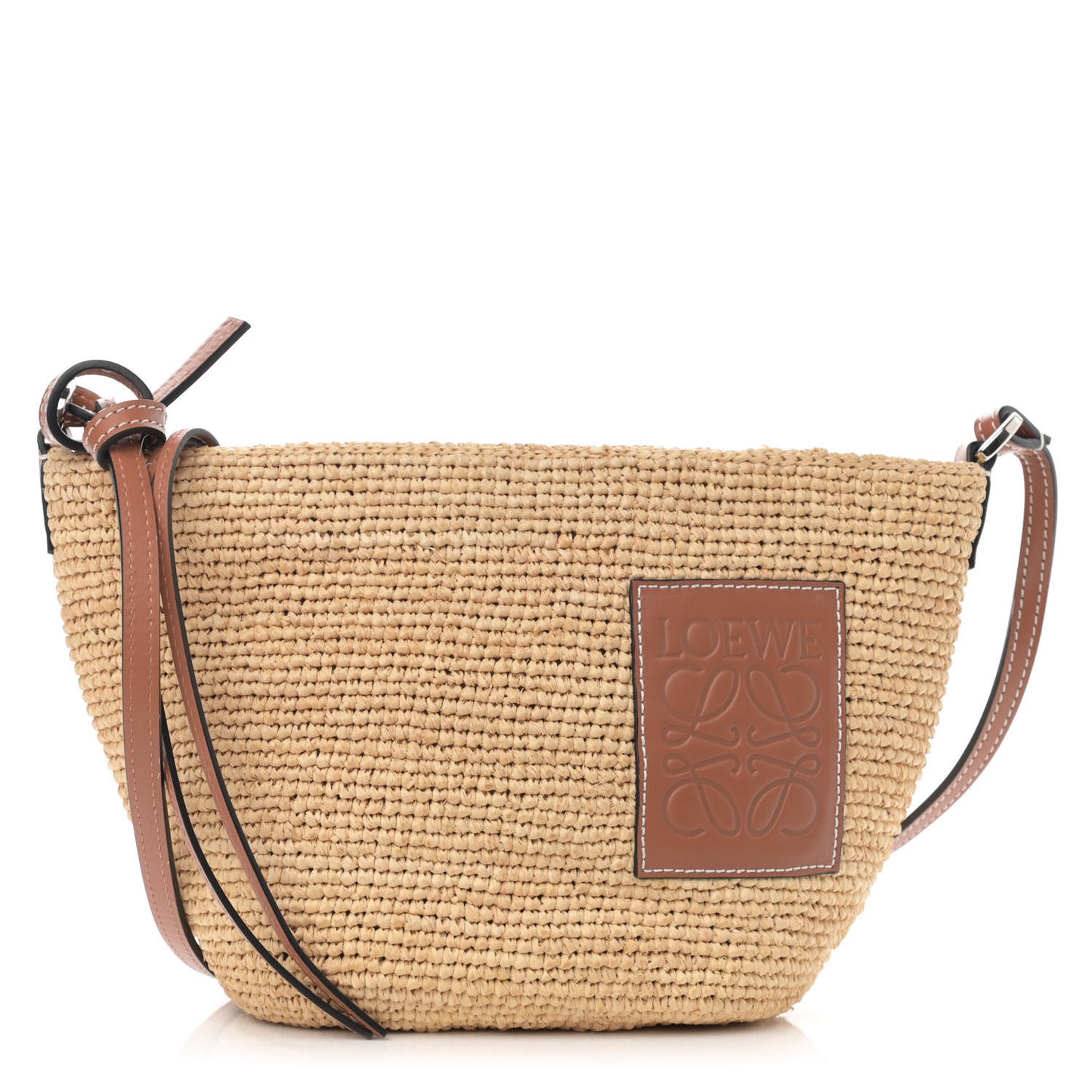 Calfskin Raffia Paulas Ibiza Pochette Bag Natural Tan