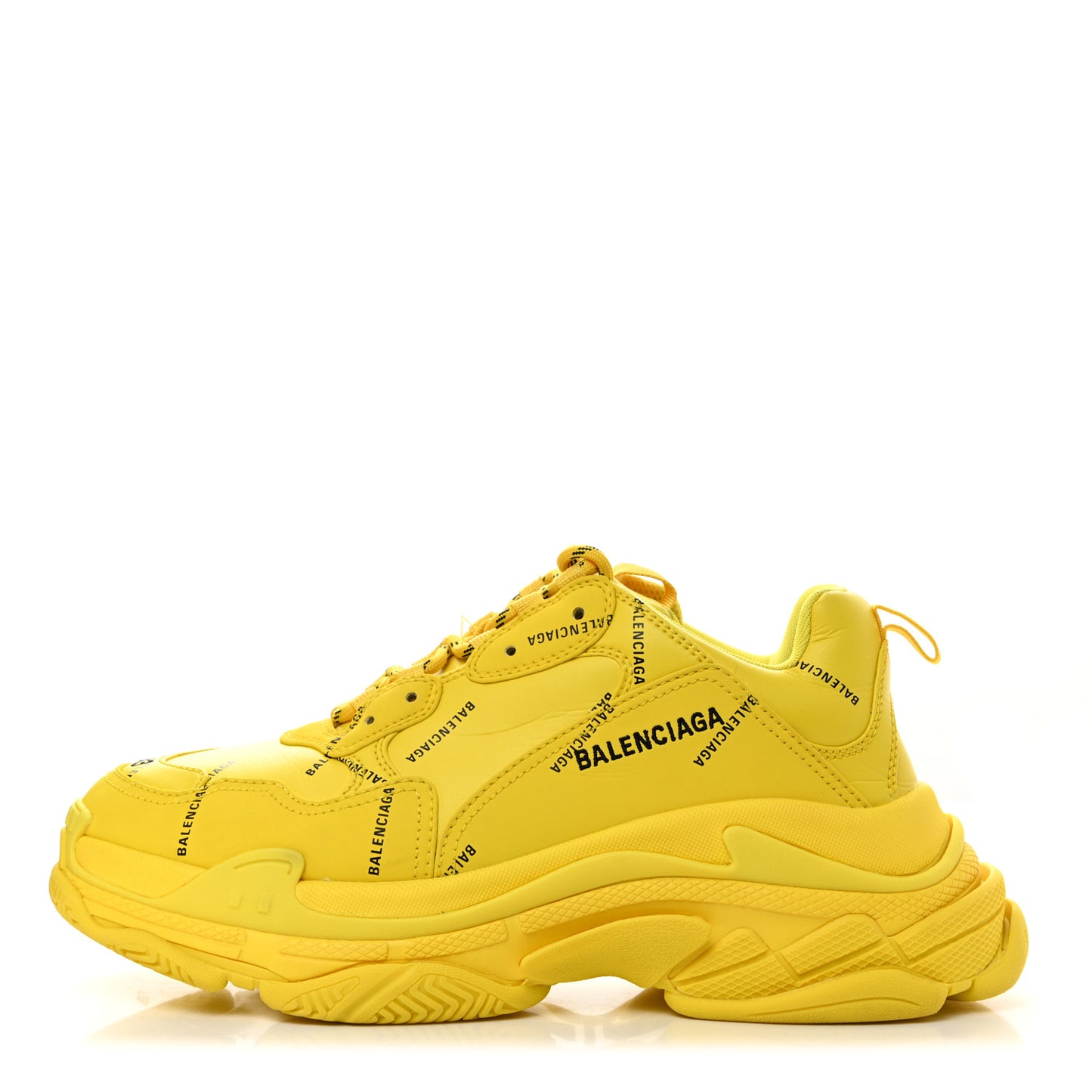 Calfskin Allover Logo Mens Triple S Sneakers 43 Yellow