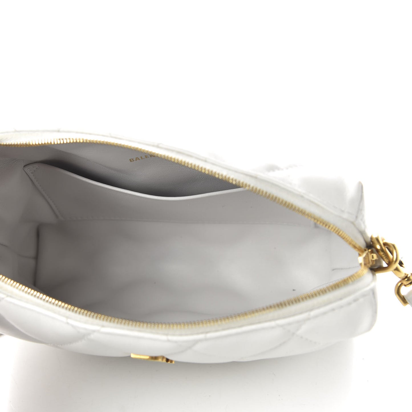Nappa Calfskin Quilted Touch B Camera Shoulder Bag White