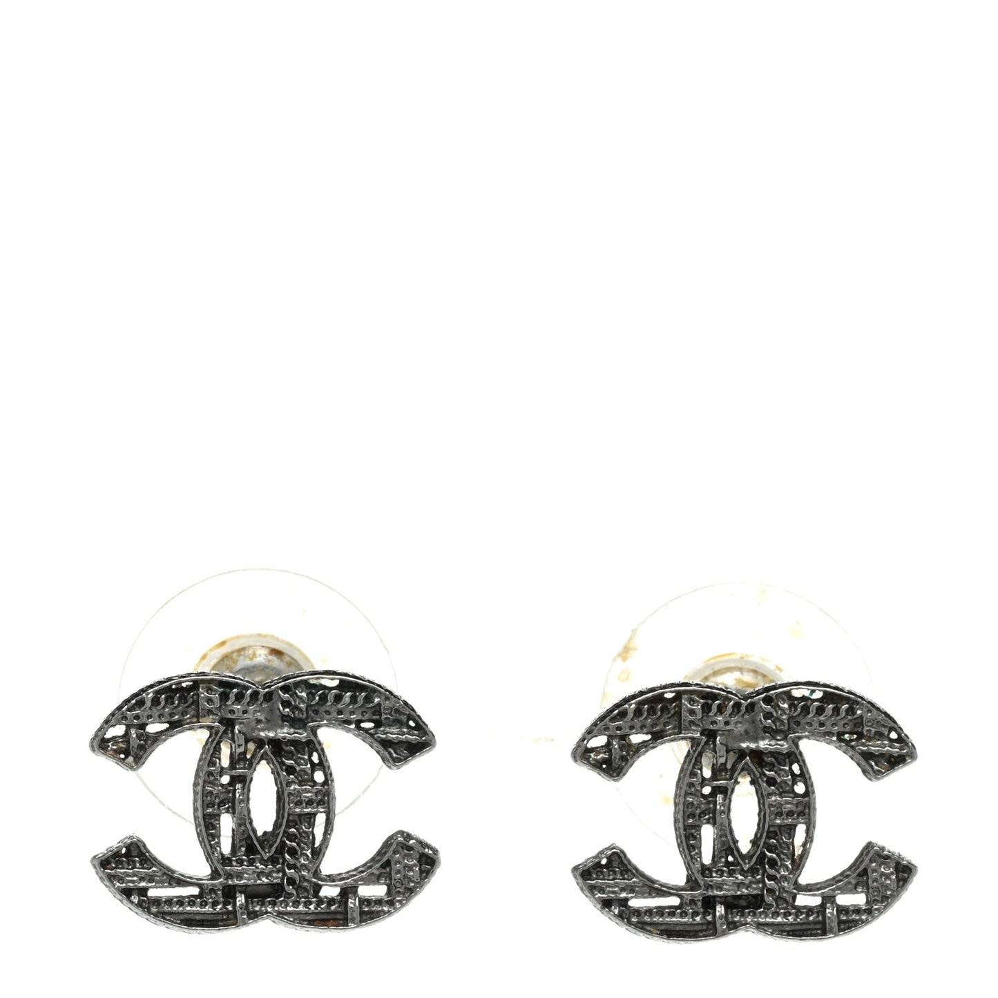 Tweed Effect CC Earrings Silver