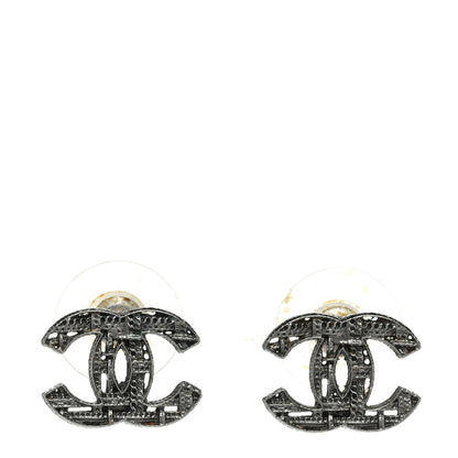 Chanel Tweed Effect CC Earrings Silver 1 of 5