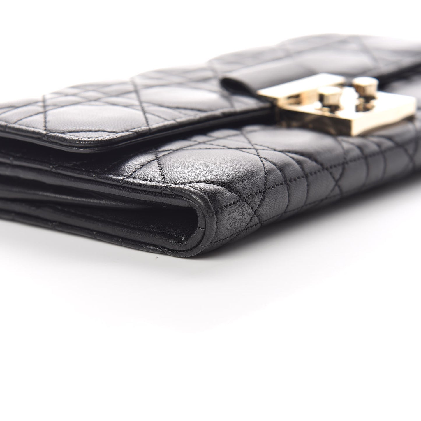 Lambskin Cannage Miss Dior Chain Wallet Black