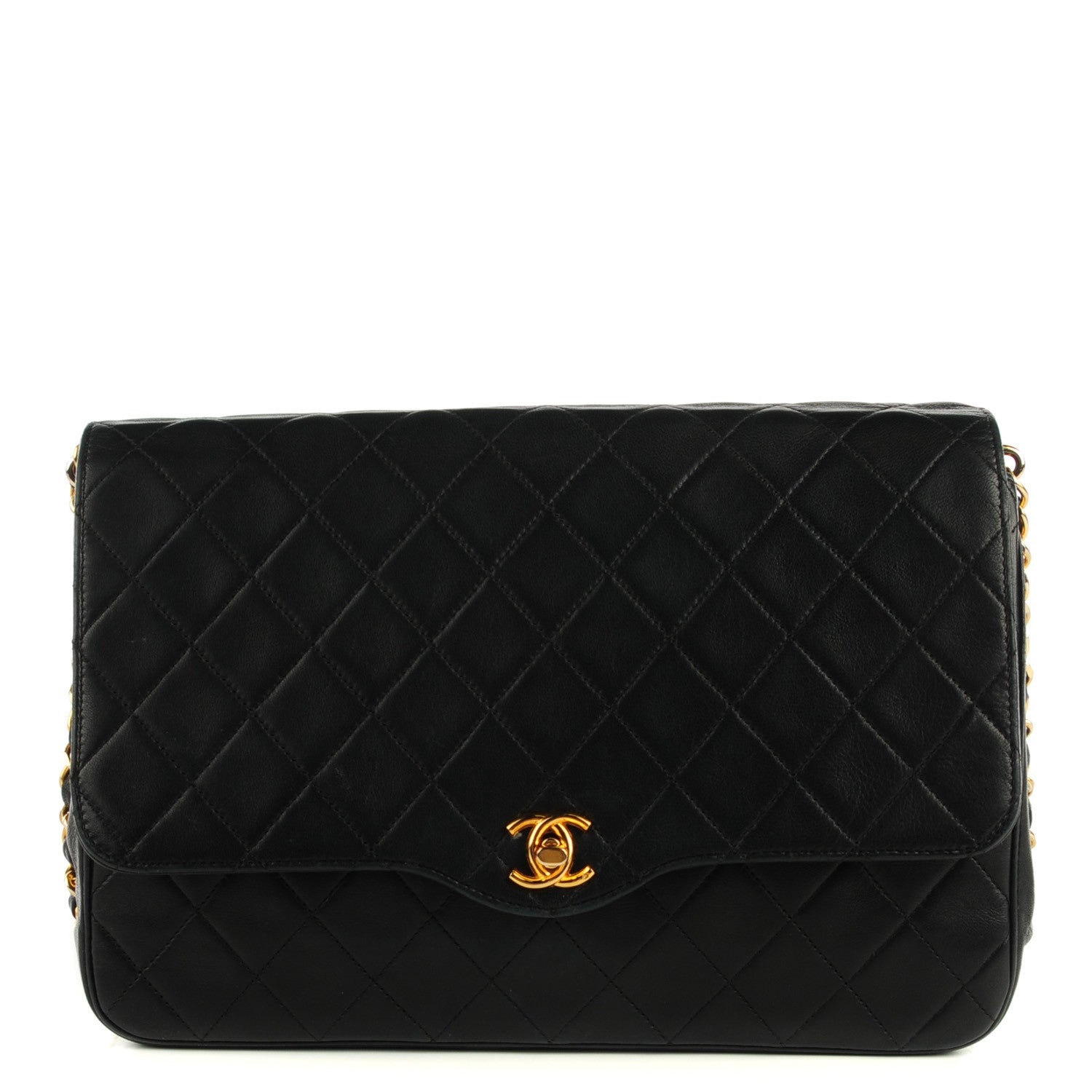 Chanel Lambskin Quilted Medium Single Flap Black 1 of 9