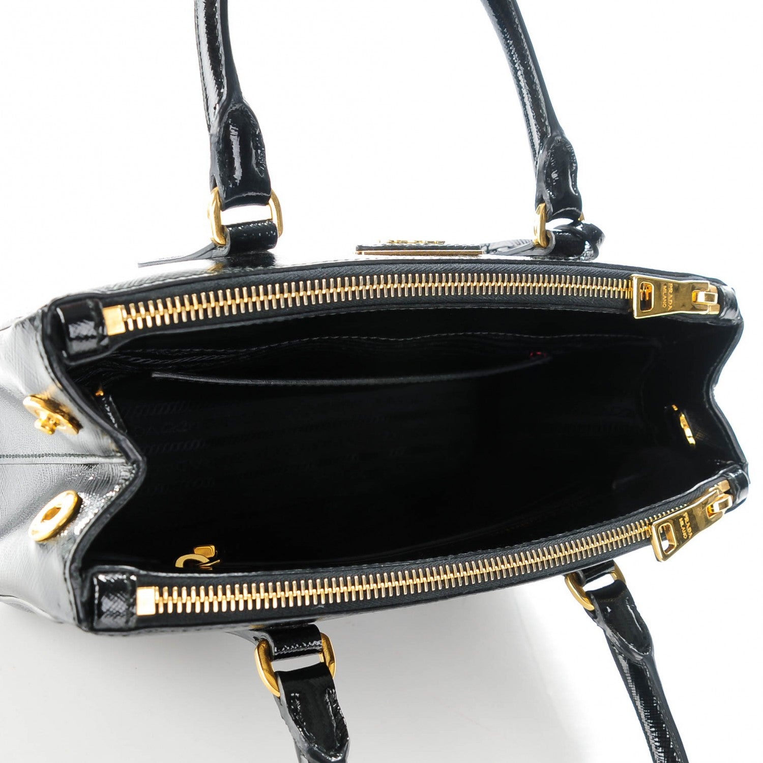 Prada Saffiano Vernice Mini Galleria Double Zip Tote Black 5 of 8