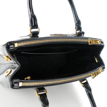 Prada Saffiano Vernice Mini Galleria Double Zip Tote Black 5 of 8
