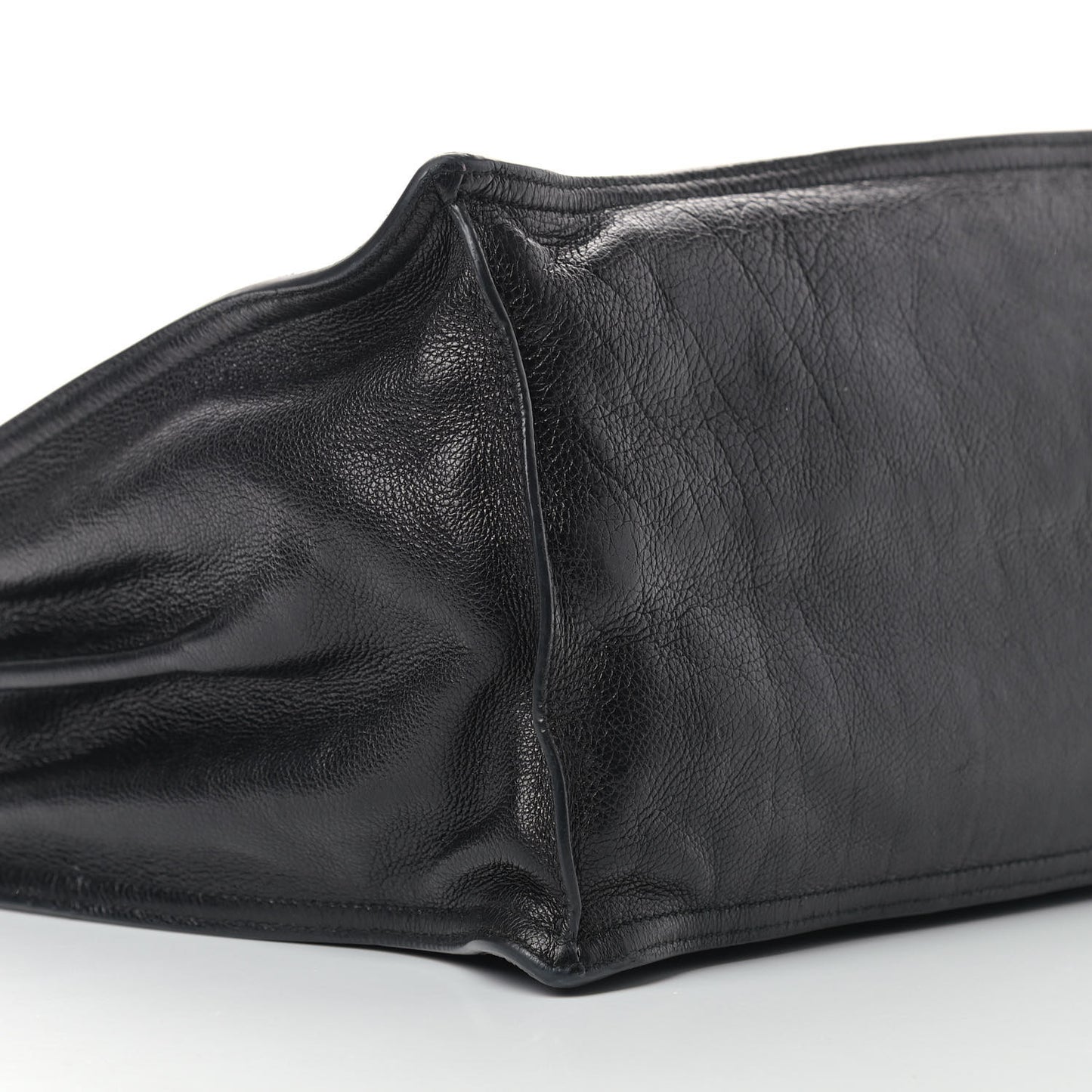 Glace Calfskin Etiquette Shopping Bag Black Astrale