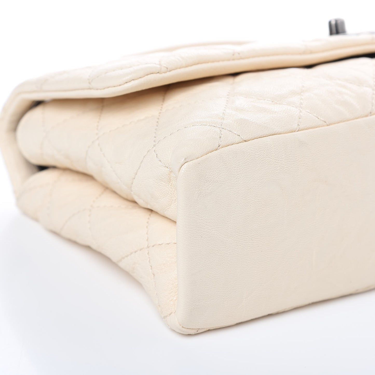 Goatskin Quilted Double Bag Flap White