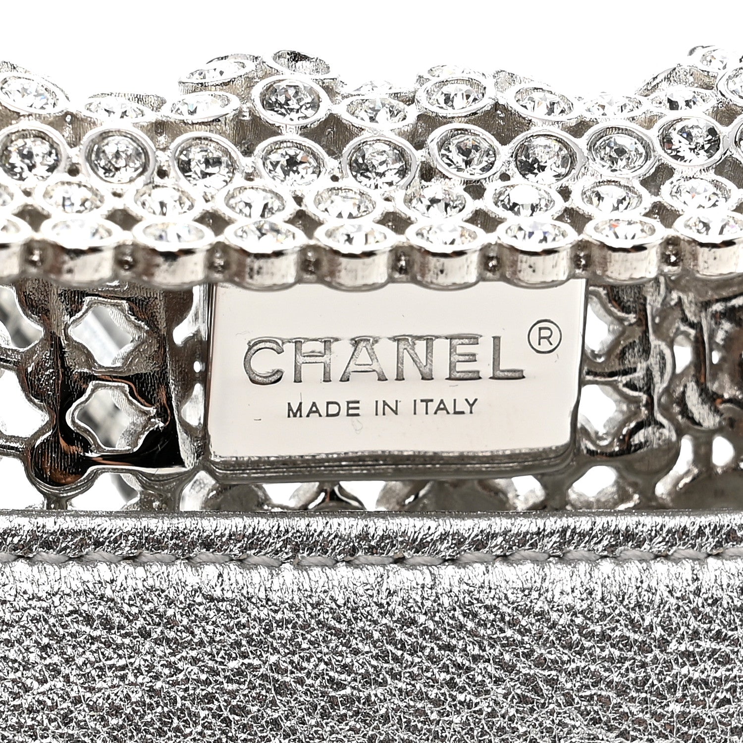 Chanel Crystal Embellished Metallic Lambskin Mini Chanel 22 Silver 6 of 11