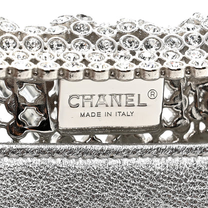 Chanel Crystal Embellished Metallic Lambskin Mini Chanel 22 Silver 6 of 11