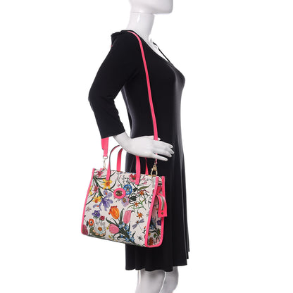 Gucci Canvas Medium Flora Tote Fuchsia 2 of 10