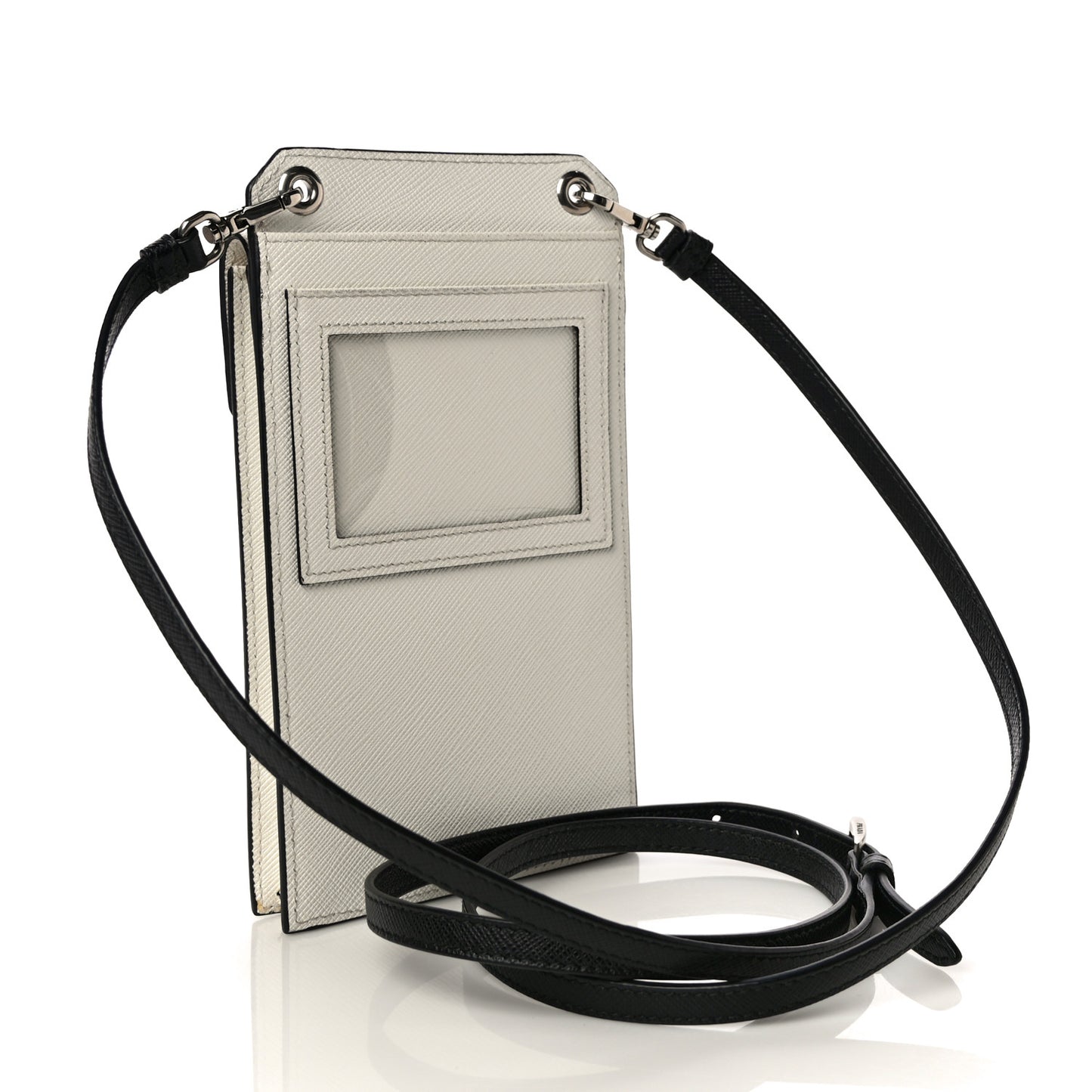 Saffiano Racing Logo Patch Mini Bag White Black
