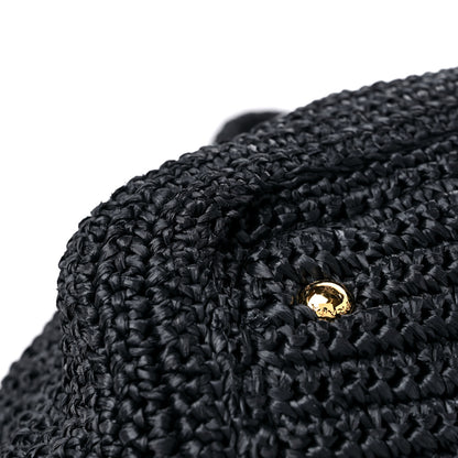 Prada Raffia Crochet Large Tote Black 7 of 14