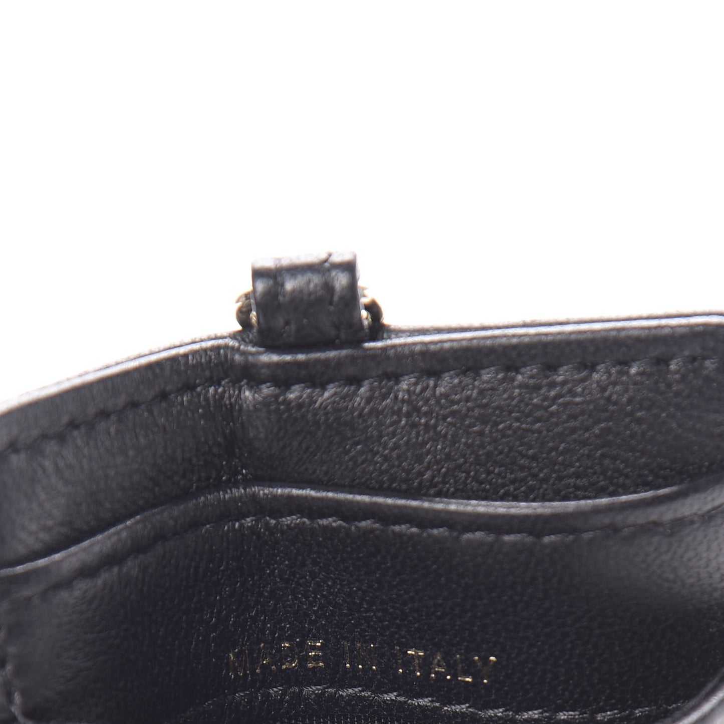 Lambskin Quilted Card Holder On Chain Black