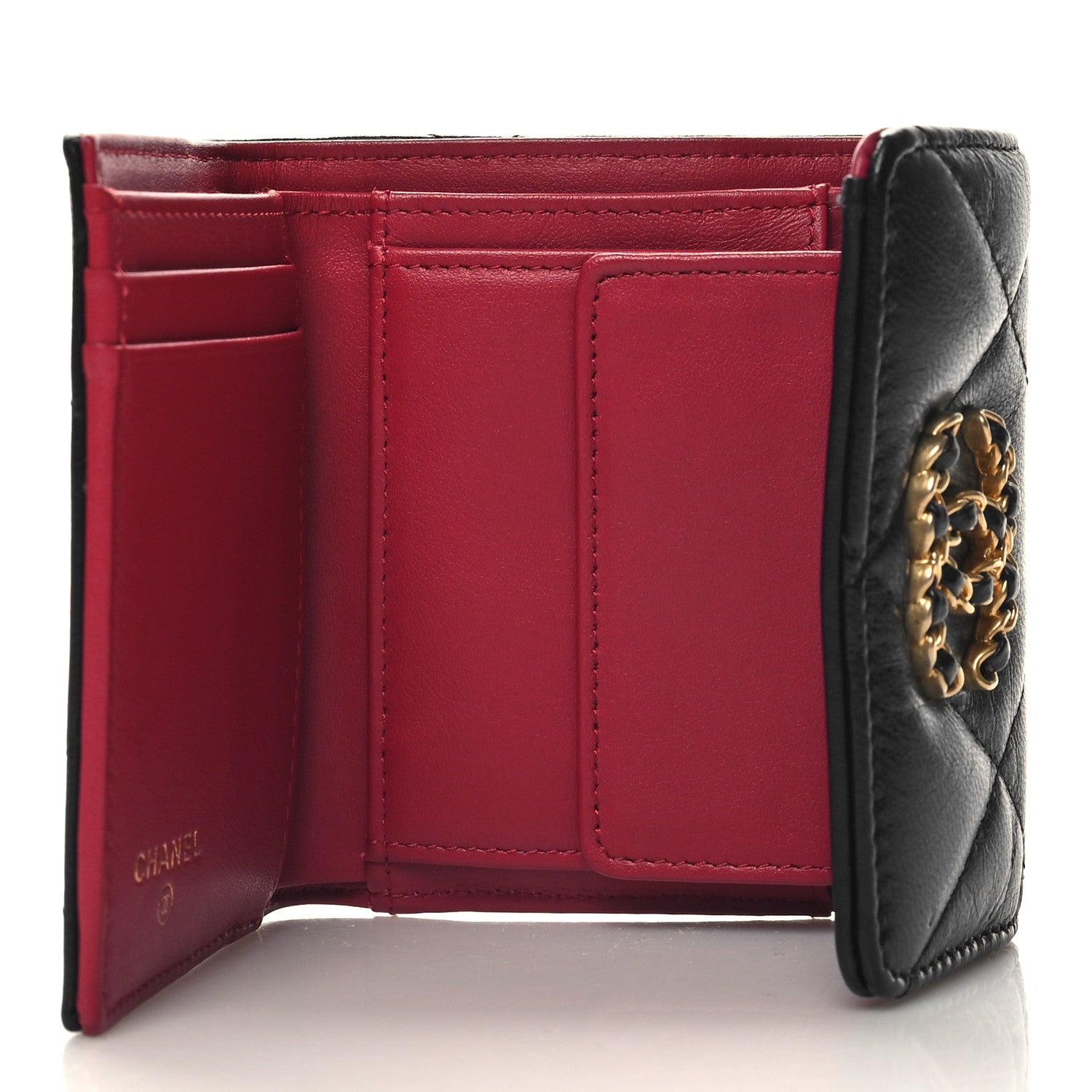 Chanel Lambskin Quilted Chanel 19 Small Flap Wallet Black 6 of 10