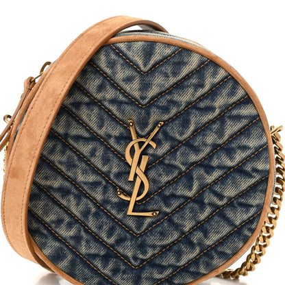 Saint Laurent Denim Quilted Monogram Round Crossbody Bag Rodeo Blue 8 of 10