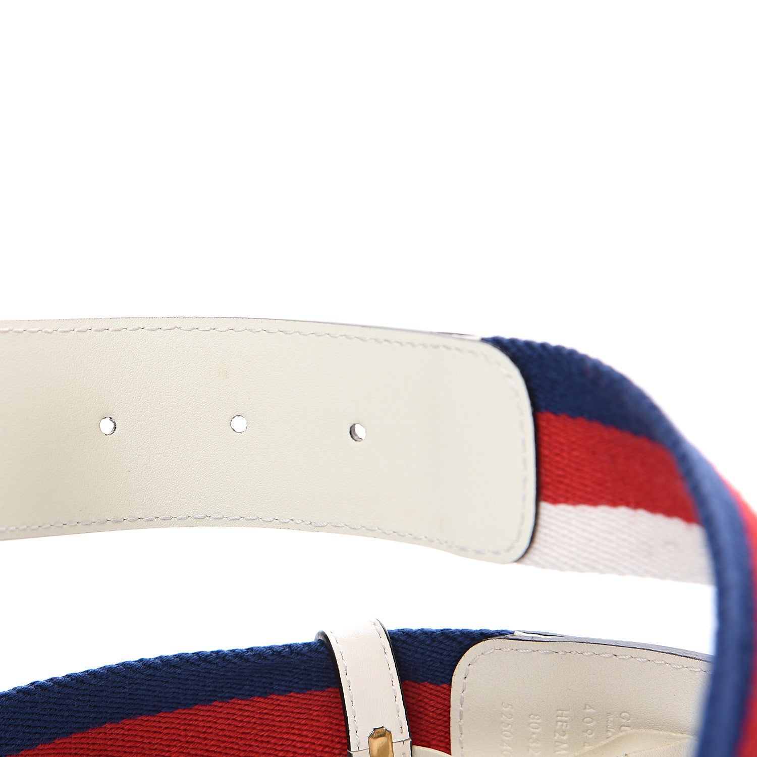 Gucci Nylon Calfskin Sylvie Web Double G 40mm Belt 80 32 Mystic White Hibiscus Red Maritime 3 of 5