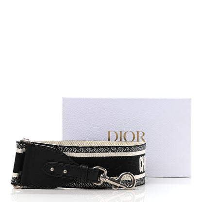 Christian Dior Canvas Embroidered Shoulder Strap Black White 5 of 5