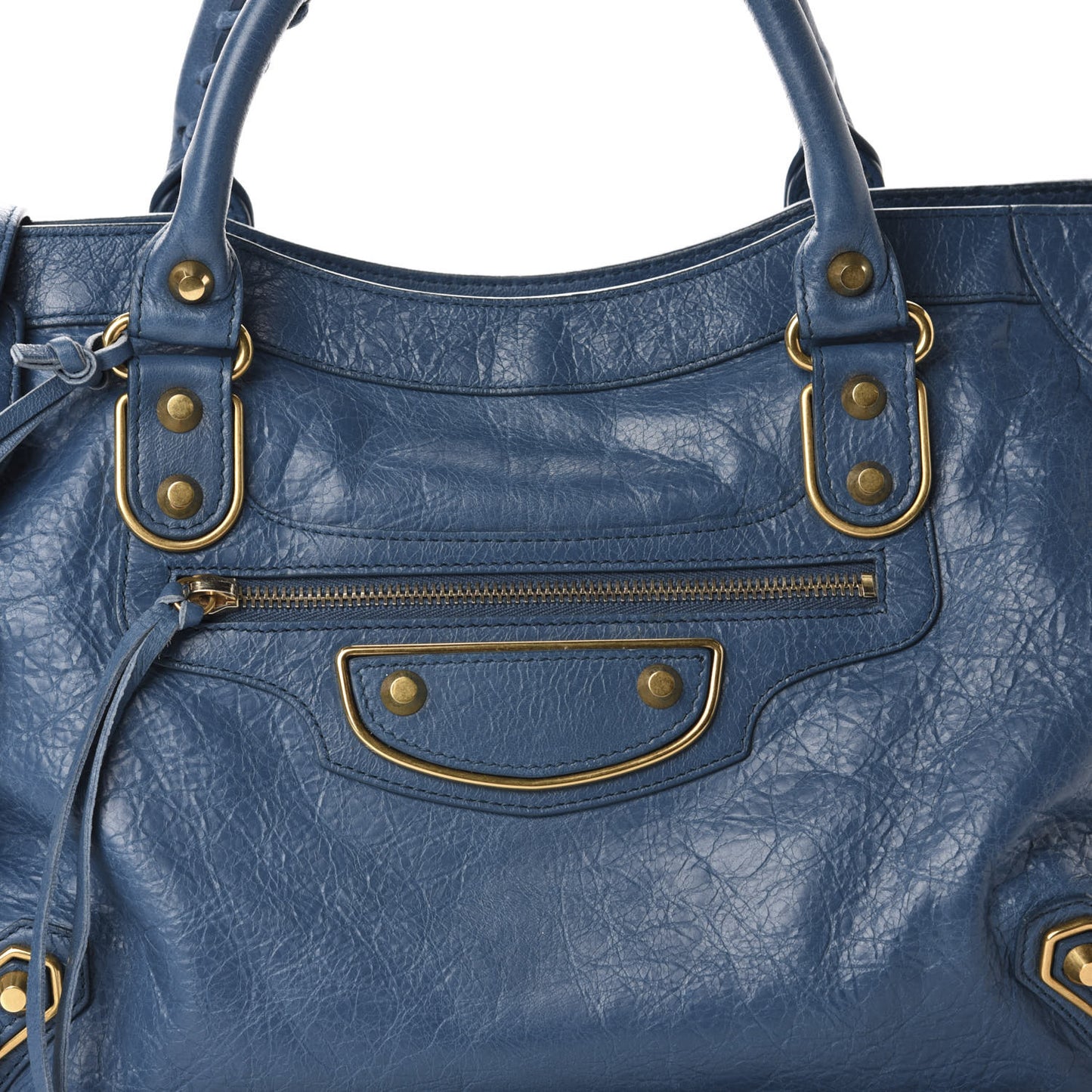 Agneau Arena Gold Hardware Metallic Edge City Bleu Abysse