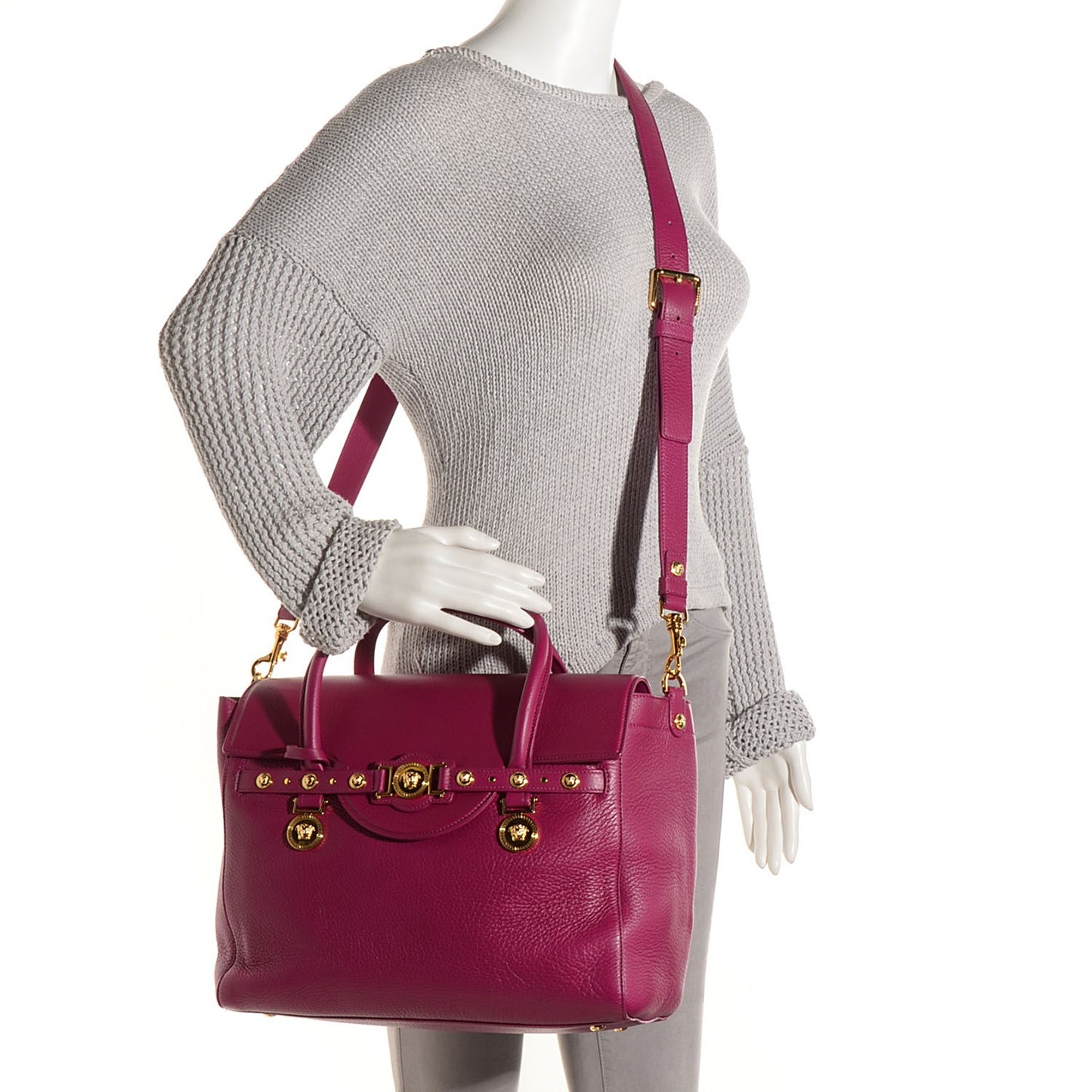 Deerskin Large Signature Tote Fuchsia