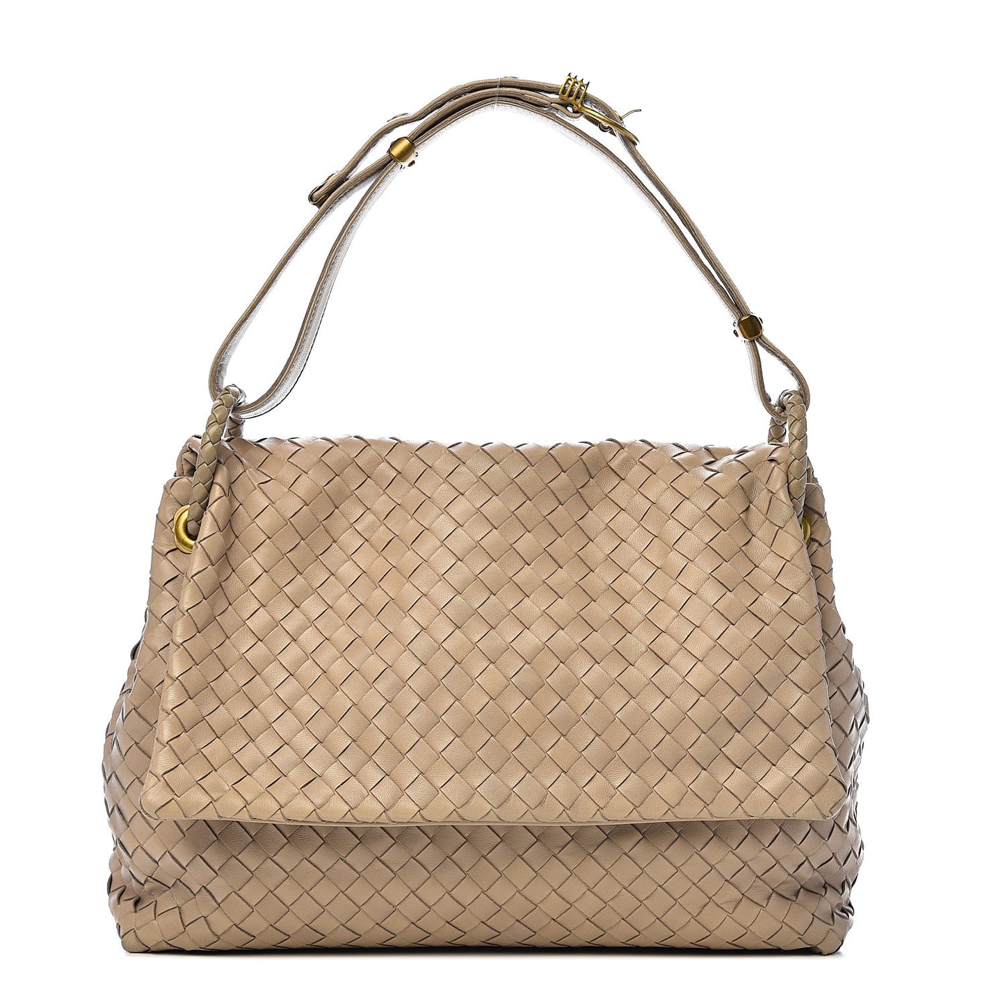 Nappa Intrecciato Flap Shoulder Bag Limo