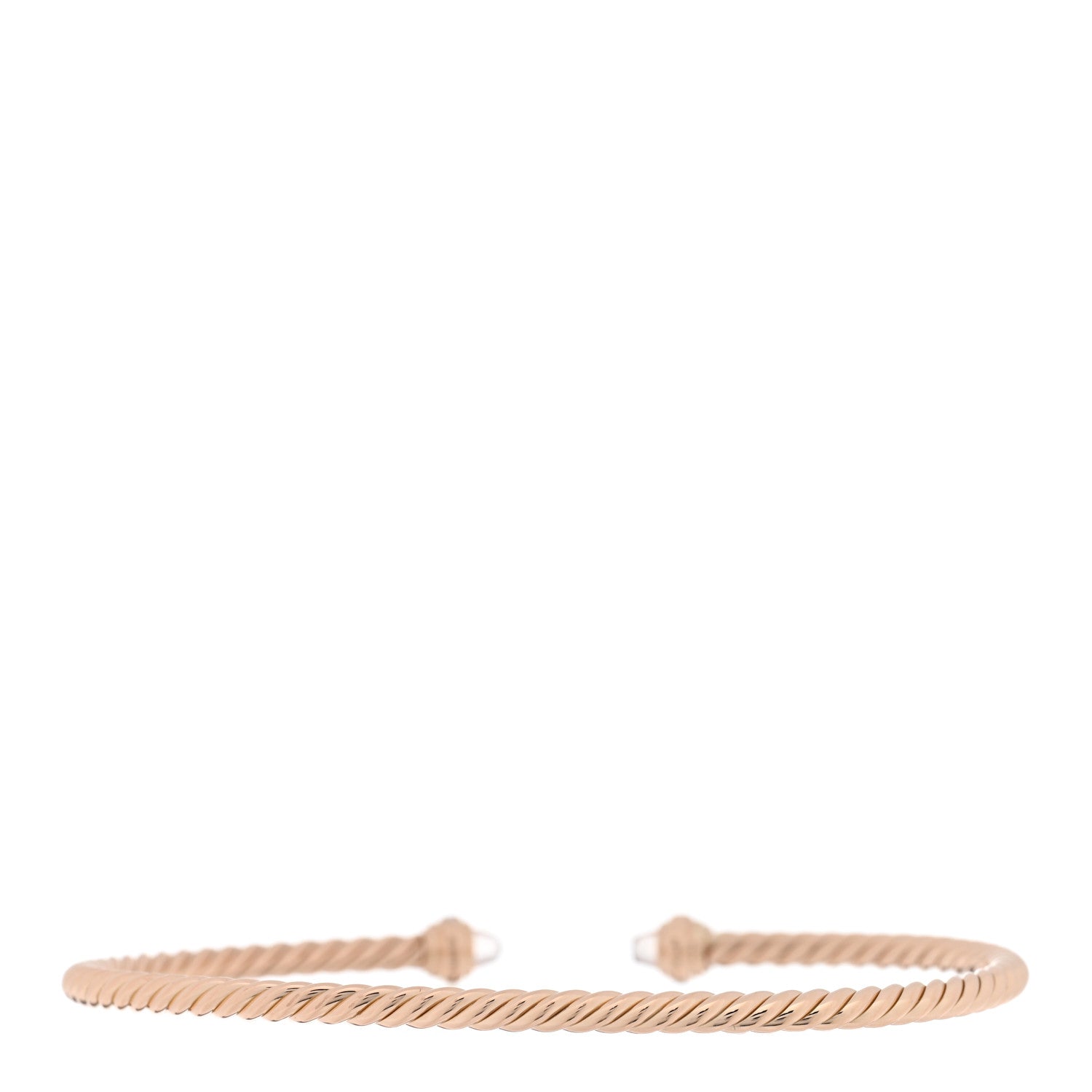 David Yurman 18K Rose Gold Diamond Morganite 3mm Cablespira Bracelet 2 of 3