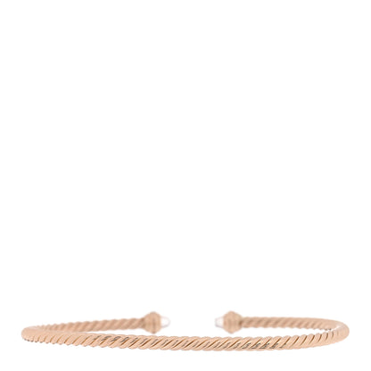 David Yurman 18K Rose Gold Diamond Morganite 3mm Cablespira Bracelet 2 of 3