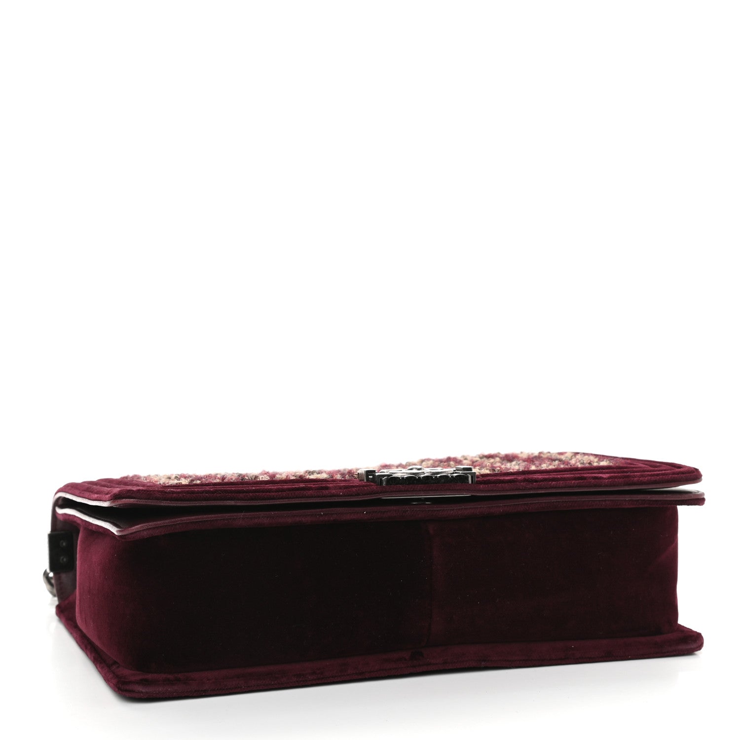 Chanel Velvet Tweed Large Boy Flap Burgundy 4 of 9