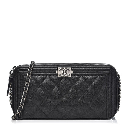 Chanel Caviar Quilted Small Boy Clutch With Chain Black 1 of 11