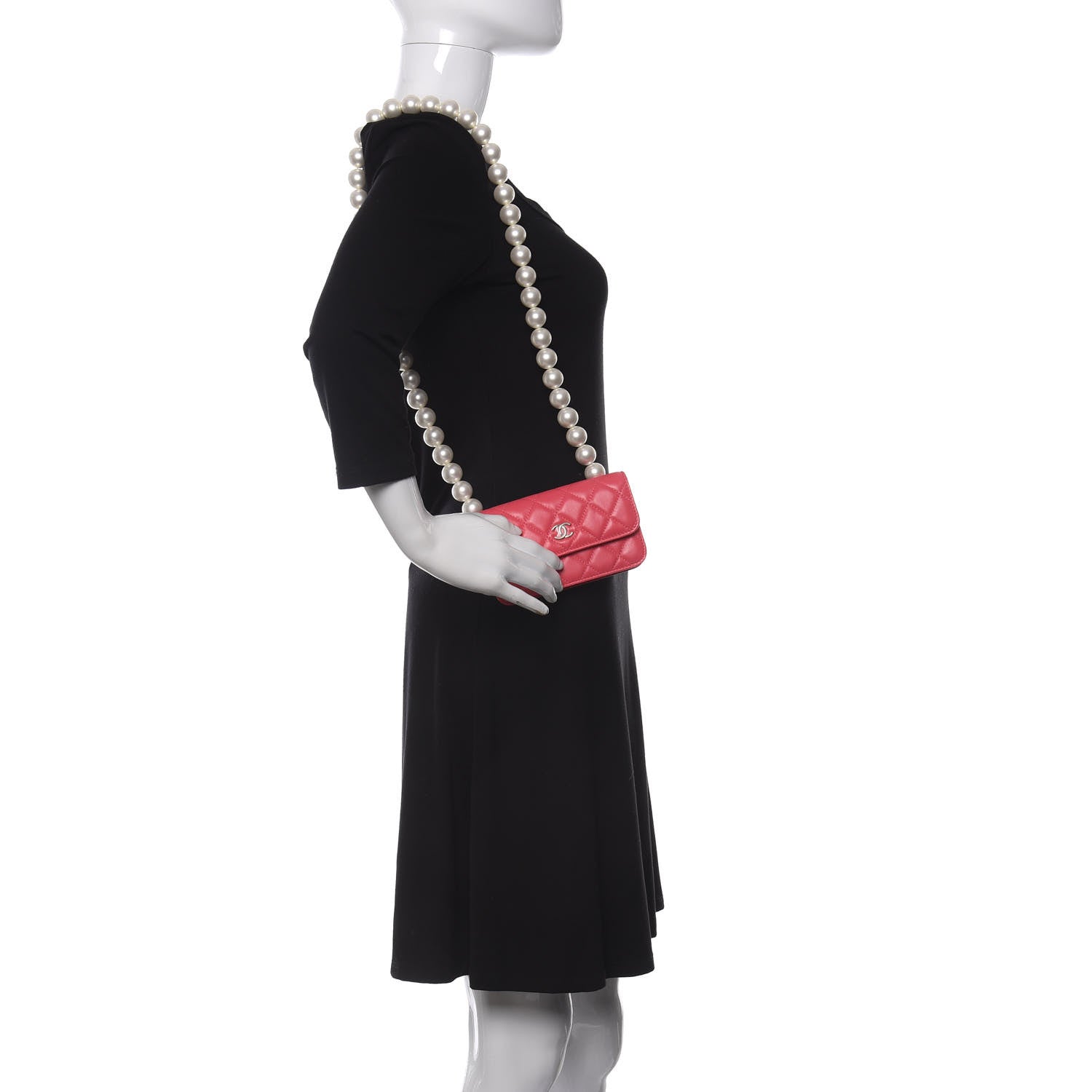 Chanel Calfskin Quilted Maxi Pearls Clutch With Chain Pink 2 of 11