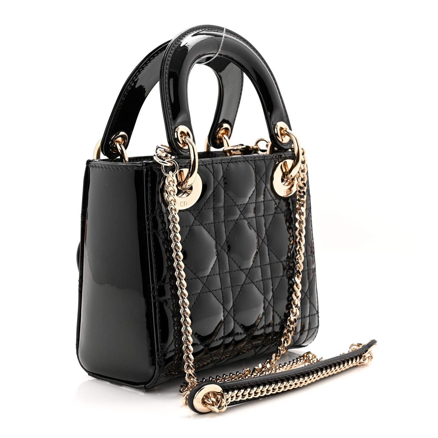 Patent Cannage Mini Lady Dior Black