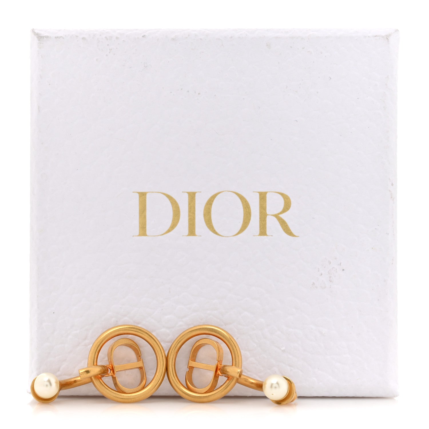 Christian Dior Pearl CD Hoop Drop Earrings Gold 5 of 5