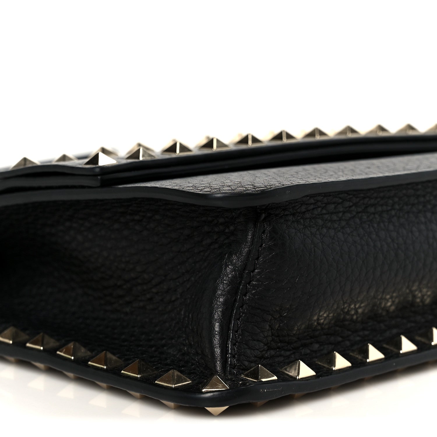 Valentino Garavani Grainy Calfskin Rockstud Flap Crossbody Bag Black 8 of 9