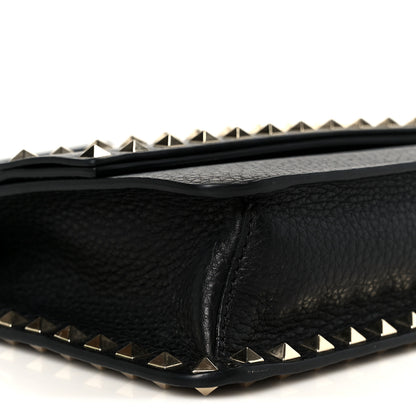 Valentino Garavani Grainy Calfskin Rockstud Flap Crossbody Bag Black 8 of 9
