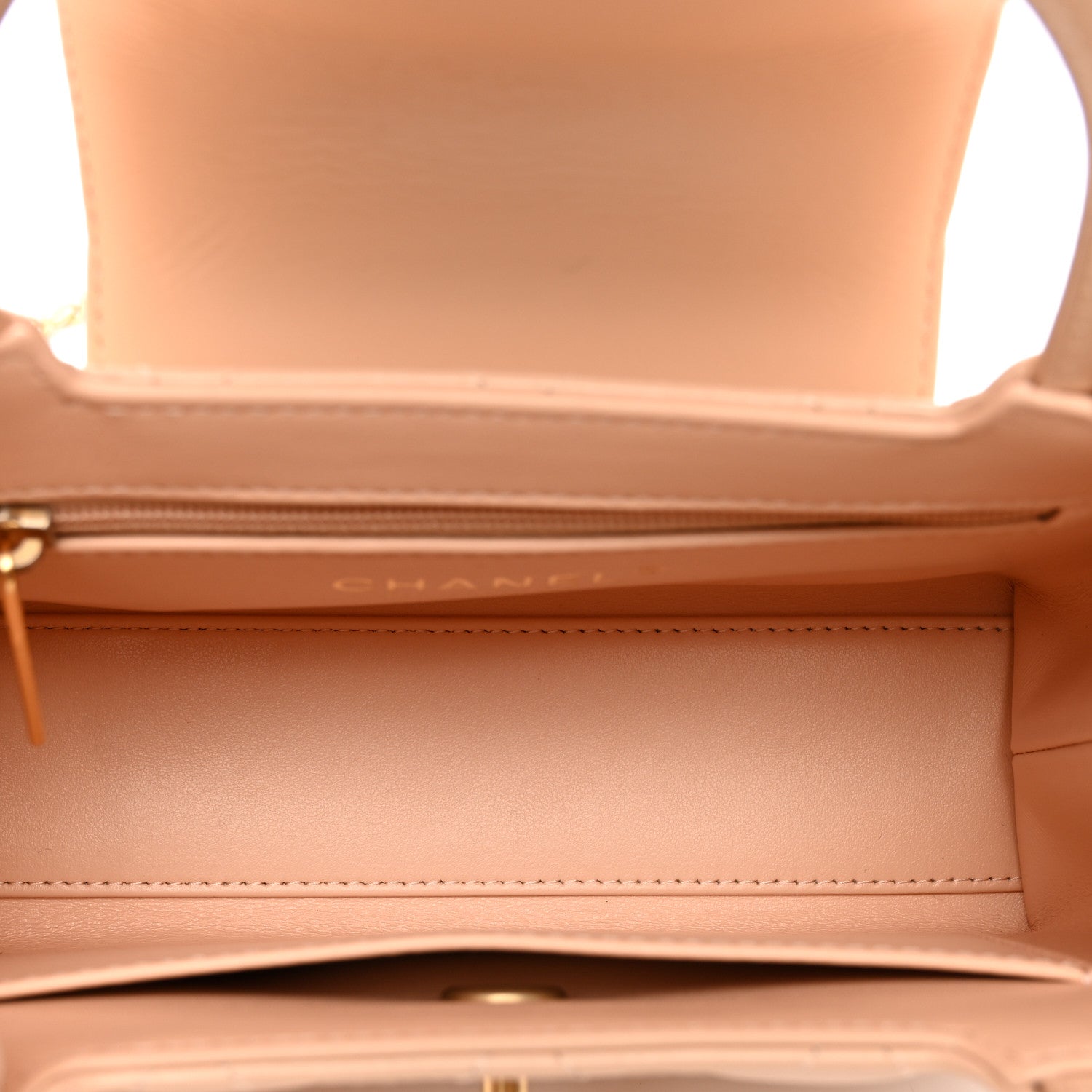 Chanel Shiny Aged Calfskin Quilted Nano Kelly Shopper Beige 5 of 10